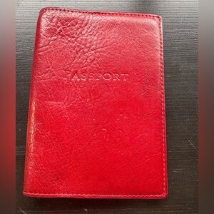 Leather Passport Holder Ralph Lauren Red Case Authentic 100% Genuine